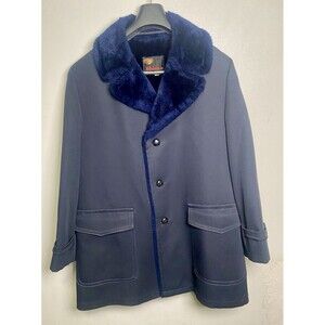 Richman Brothers Vintage 1970’s Mens Jacket Overcoat Blue Faux Fur 42 R